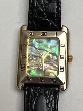 Ronica Rectangular Watch with Iridescent Mother-of-Pearl Dial